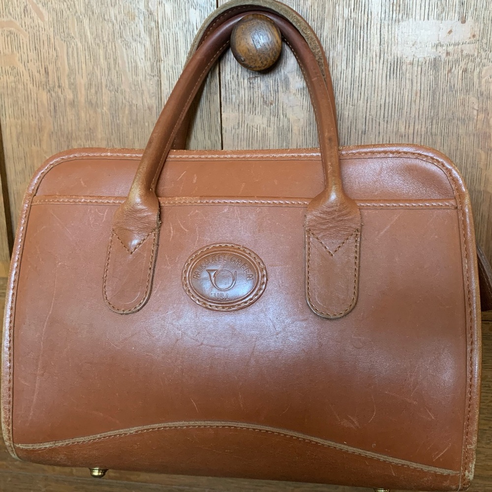 Michael Green Leathergoods Vintage Leather Handbag. Camel color classic.